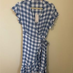 Darling Blue Gingham Wrap Dress